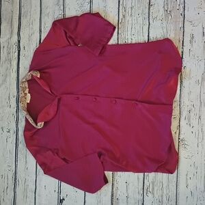 Victoria's Secret Vintage Gold Label Red Lace Collar Button Down Sleep Shirt M L